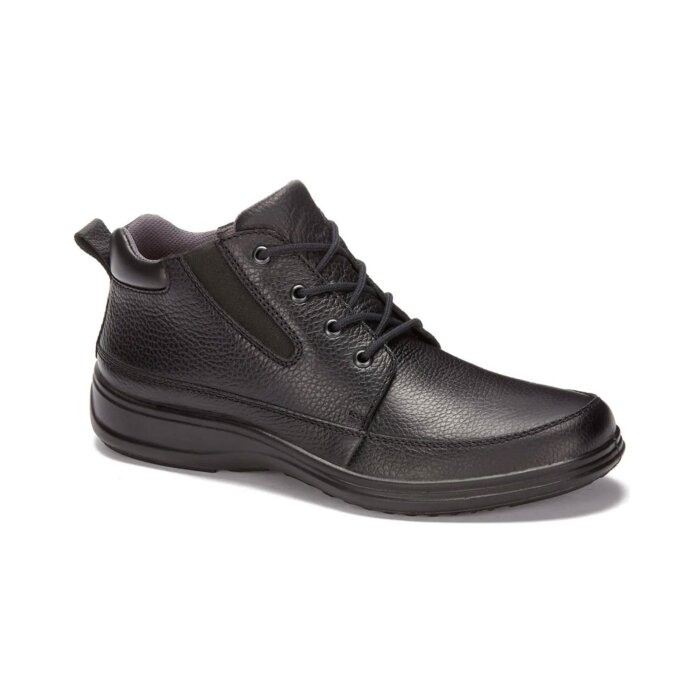Botines Ferrato Confort De Piel Para Hombre Color Negro Con Agujetas Y Elástico