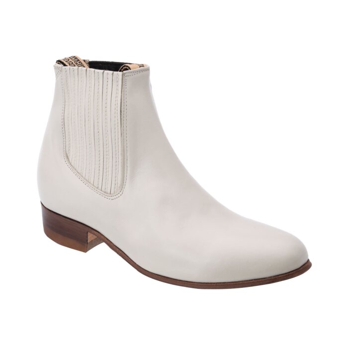 Botines Charros Piel Napa Color Hueso Horma Tradicional WD 11-730