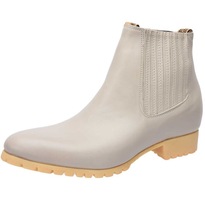 Botines de Charro White Diamonds Boots 11-734 piel Napa color Hueso con suela de hule tipo tractor.