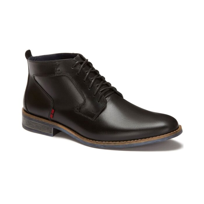 Botín Elegante Negro De Piel Para Hombre Con Agujetas
