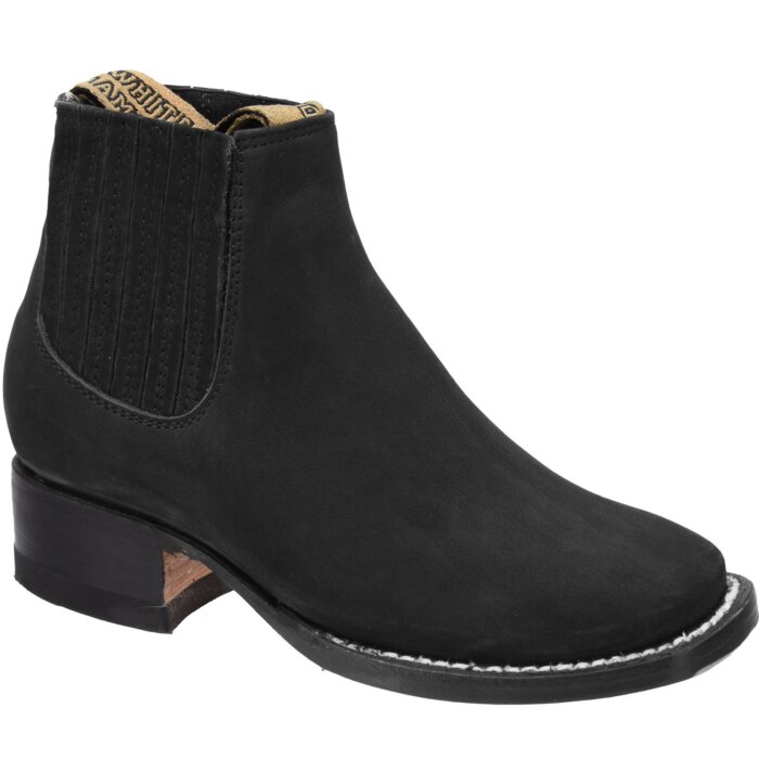 Botines Rodeo Nevada Nobuck Color Negro Para Niño WD 11-350
