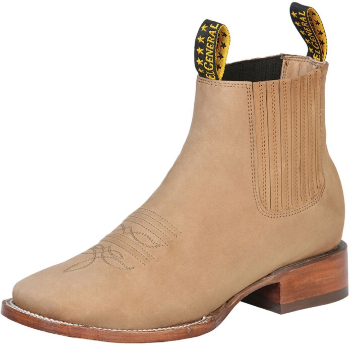 Botines Rodeo Nobuck Suela De Cuero Color Arena El General 126191