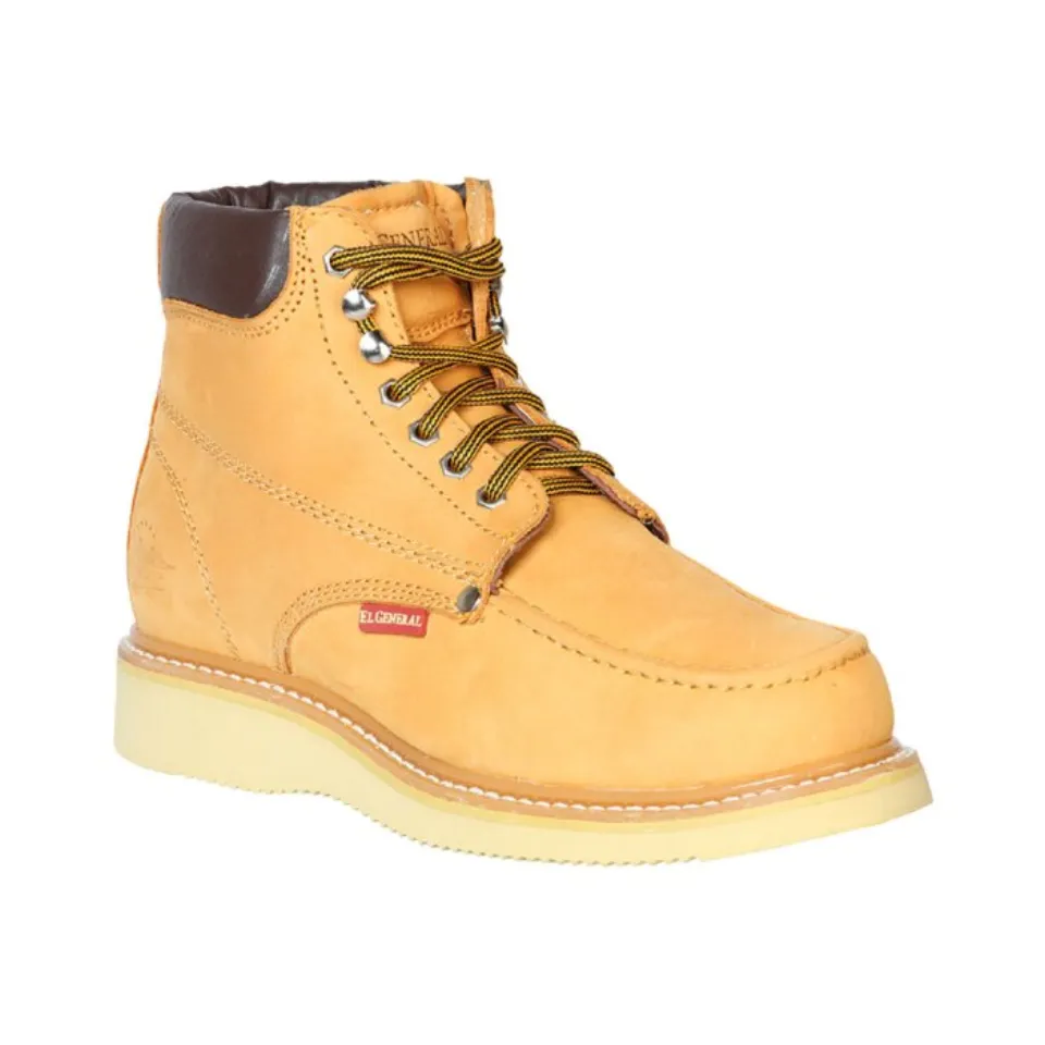 Botines Mil Rayas Agujetas De Trabajo Piel Nobuck Color Mantequilla Tipo Mocasín