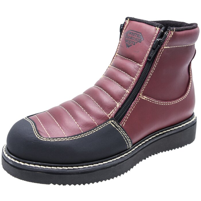 Botines De Trabajo Cremalleras Al Frente, Suela Mil Rayas, Color Vino WD 11-446