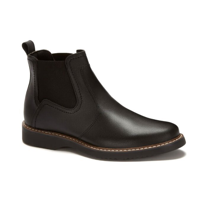 Botín De Piel Con Elásticos Laterales Para Hombre Color Negro