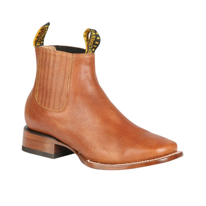 Botines Rodeo Bulldog Piel Tejas Sin Costuras Color Ocre