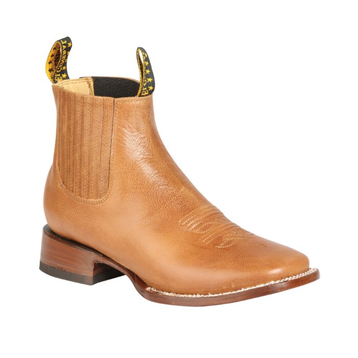 Botines Rodeo Bulldog Piel Tejas Suela De Cuero Color Ocre