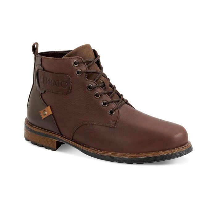 Botín Clásico De Piel Para Hombre Café Claro Suela Bicolor