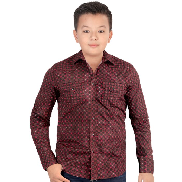 Camisa Negra Botonadura De Broche Para Niño Lamasini 0121