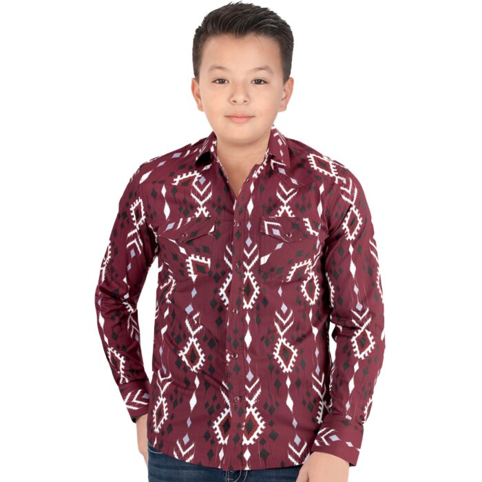 Camisa Vaquera Color Vino Para Niño Lamasini 0107