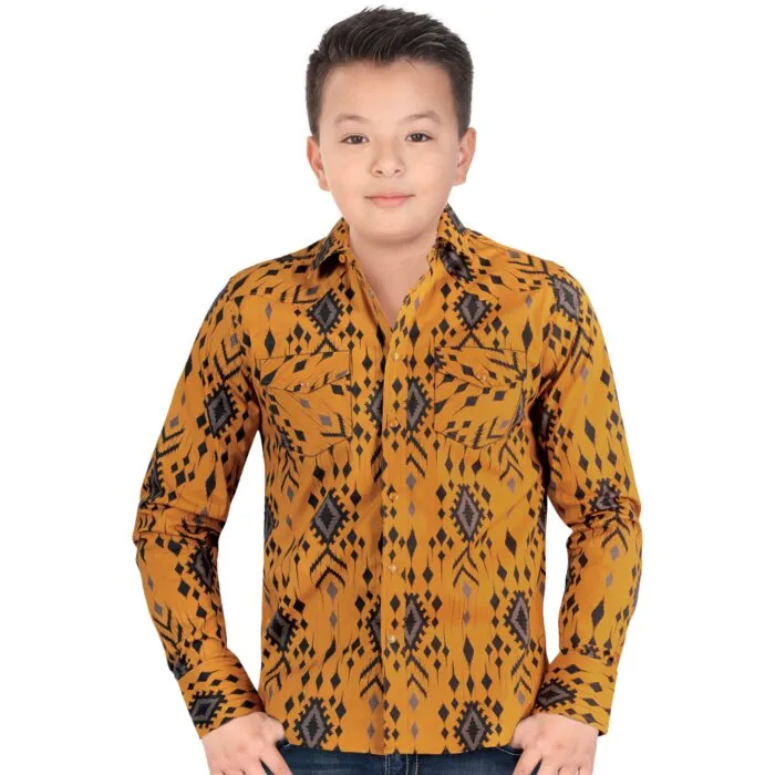 Camisa Vaquera Color Camel Para Niño Lamasini 0107