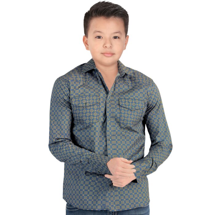 Camisa Color Navy De Broche Para Niño Lamasini 0121