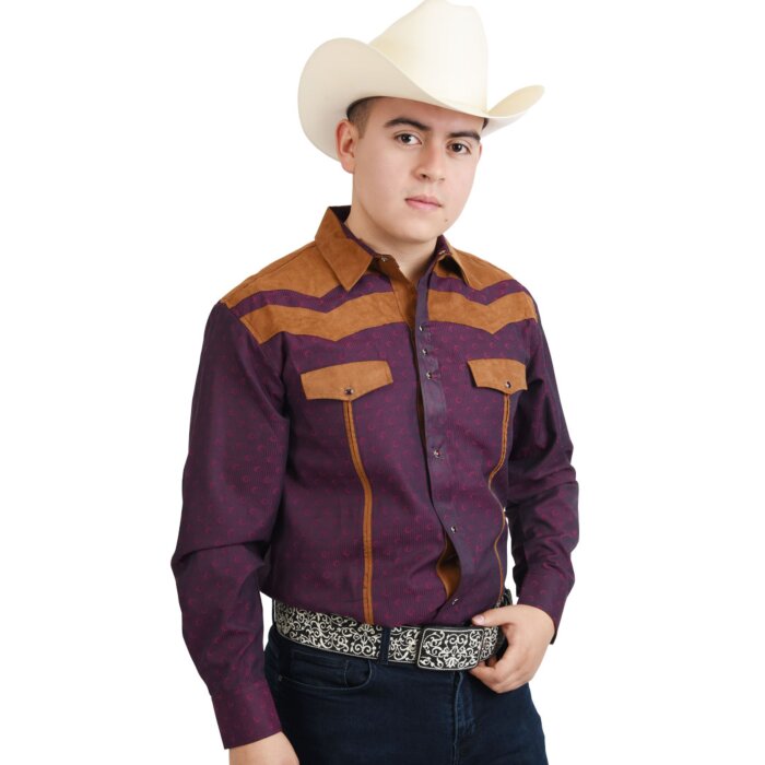 Camisa Vaquera De Lujo Vino WD Western 11-906