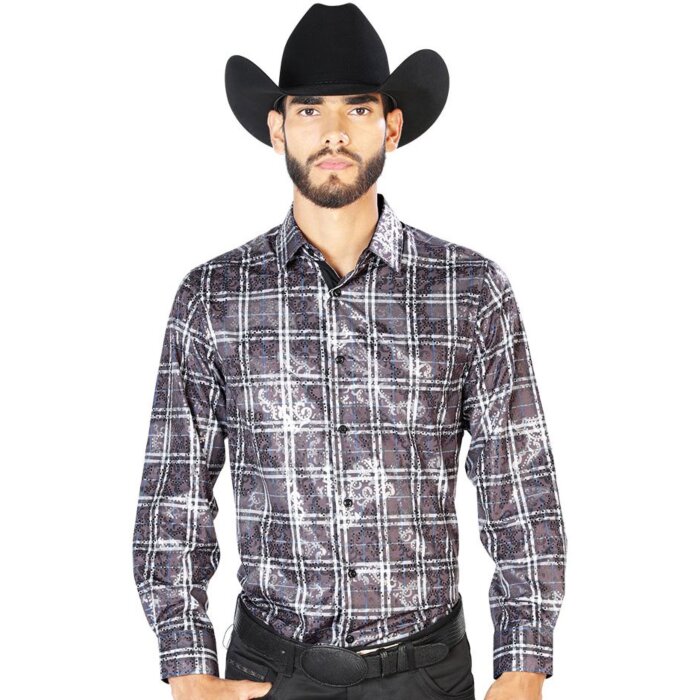 Camisa Negra Con Blanco El Señor De Los Cielos A Cuadros 43848