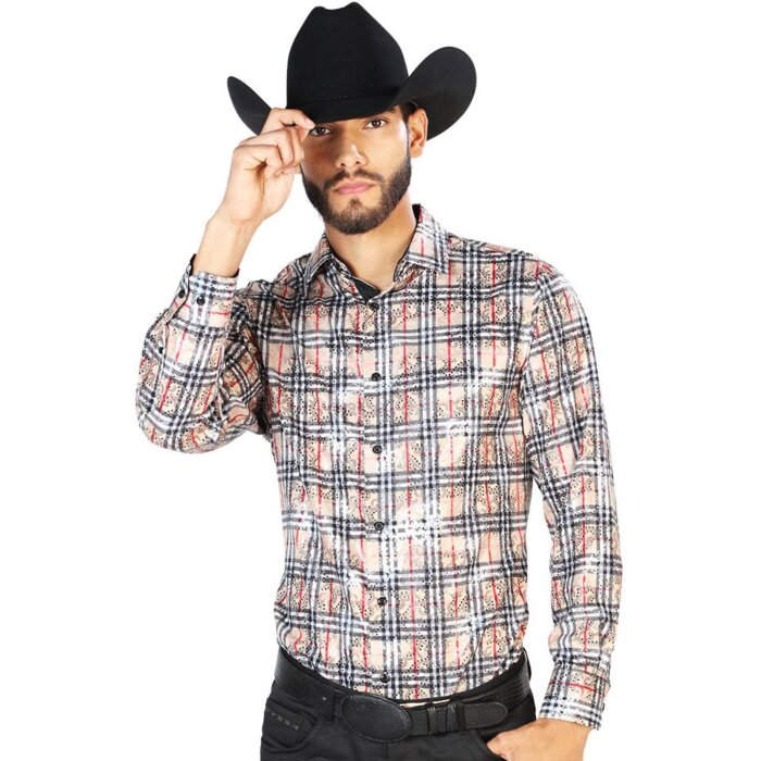 Camisa Color Beige El Señor De Los Cielos A Cuadros 43852
