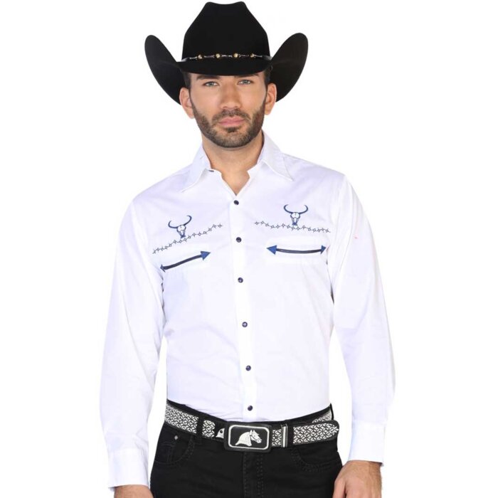 CAMISA VAQUERA BORDADA EL GENERAL 2019-104 BLANCA