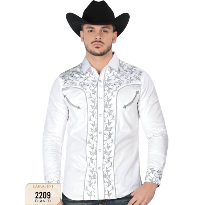 Camisa Vaquera Blanca Botón De Broche Lamasini 2209