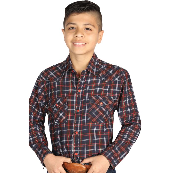Camisa Vaquera De Niño 42617 Color Negro-Rojo
