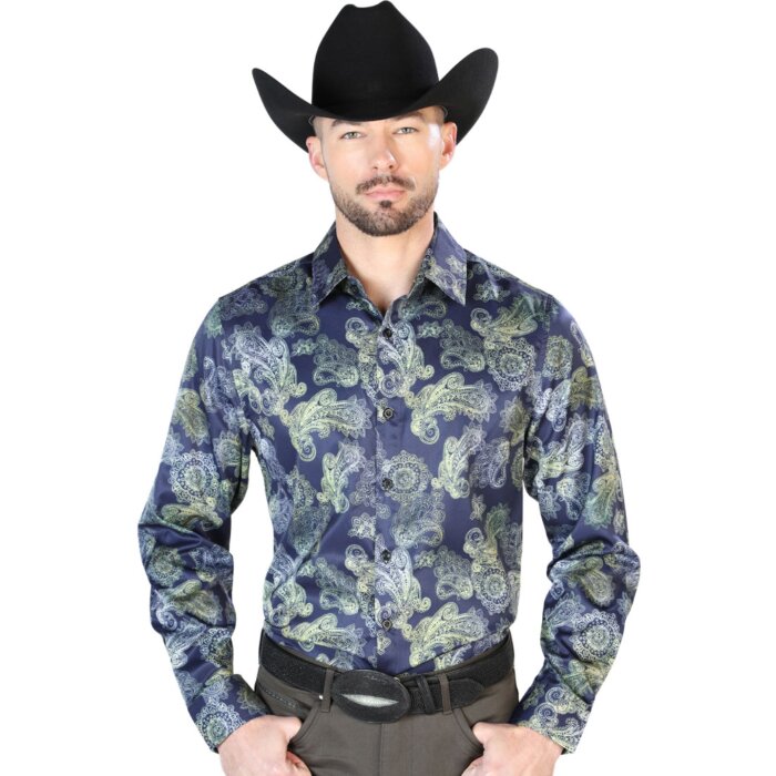 Camisa Casual Estampada ESDLC 43666 Color Azul-Amarillo