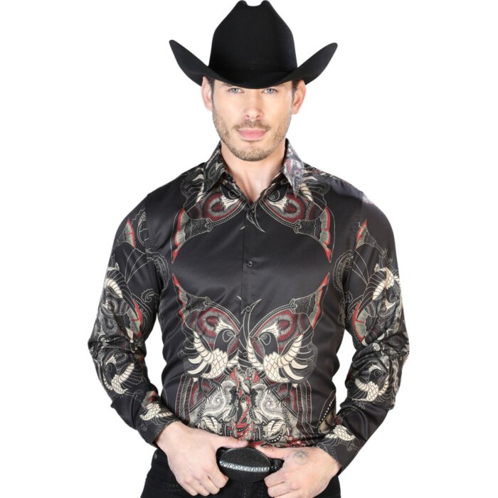 Camisa Negra Casual Estampada ESDLC 43669