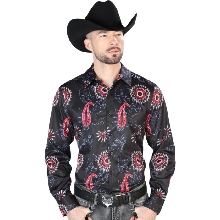 Camisa Casual Estampada ESDLC 43673 Color Negro-Rosa