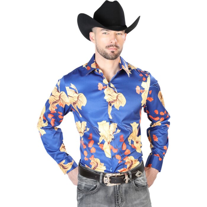 Camisa Casual Estampada ESDLC 43676 Color Azul