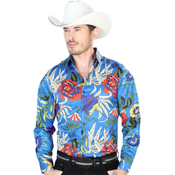 Camisa Casual Estampada ESDLC 43677 Color Azul Rey