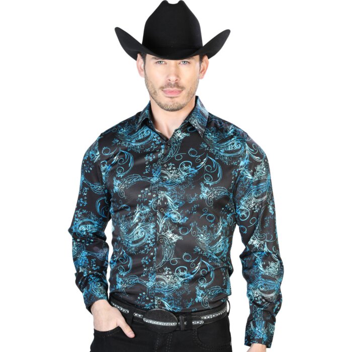 Camisa Casual ESDLC 43680 Color Negro-Acqua