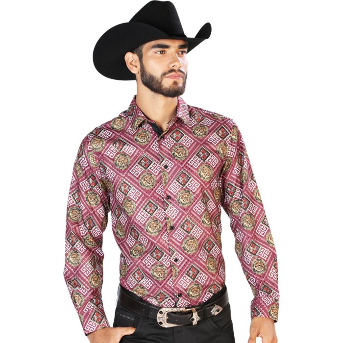 Camisa Casual El Señor De Los Cielos M/L 43770 Colo Rojo-Vino