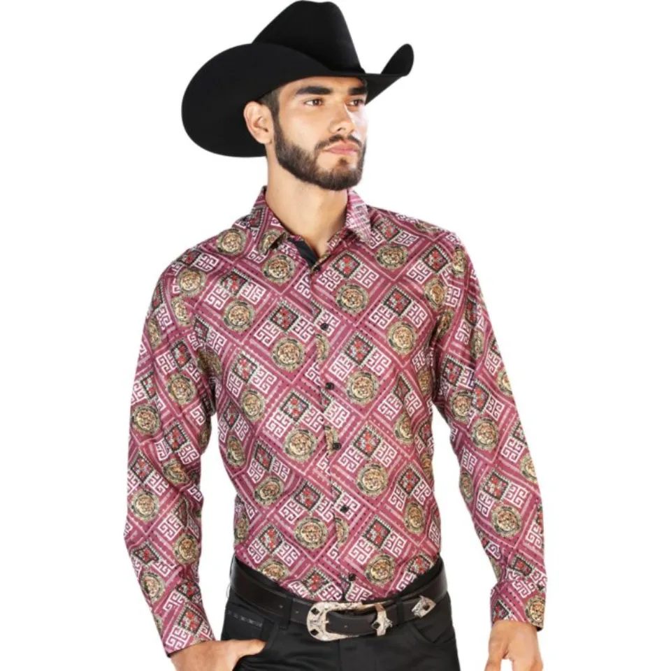 Camisa Casual El Señor De Los Cielos M/L 43770 Colo Rojo-Vino