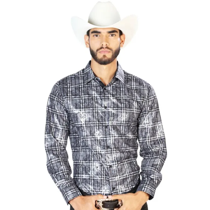 Camisa Casual A Cuadros El Señor De Los Cielos M/L 43789 Café-Blanco