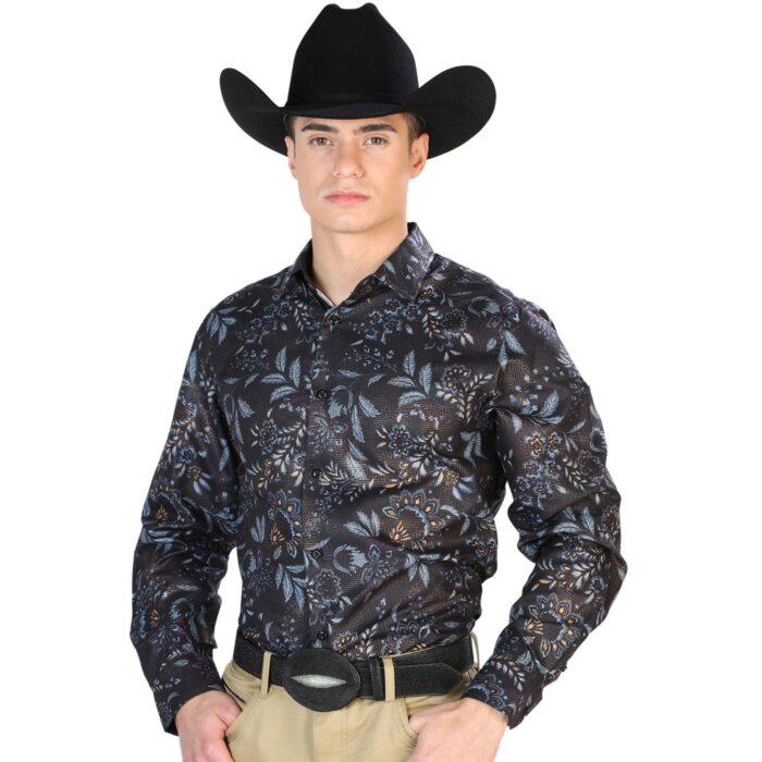 Camisa Café Estampada Casual El Señor De Los Cielos M/L 43799