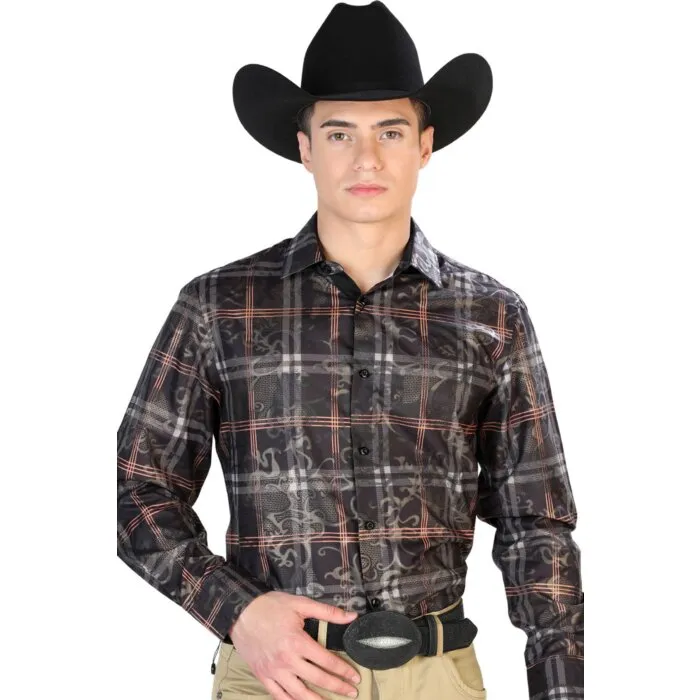 Camisa Casual Negral A Cuadros El Señor De Los Cielos M/L 43825