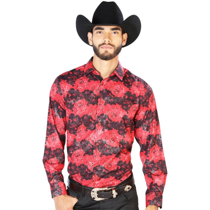 Camisa Casual Roja M/L El Señor De Los Cielos Estampada 43874