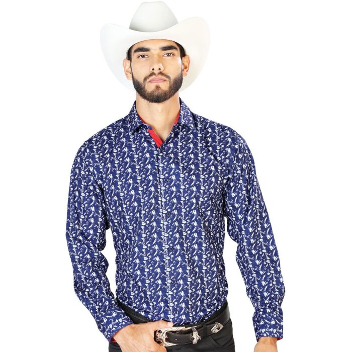 Camisa Color Azul Y Blanco El Señor De Los Cielos 126261