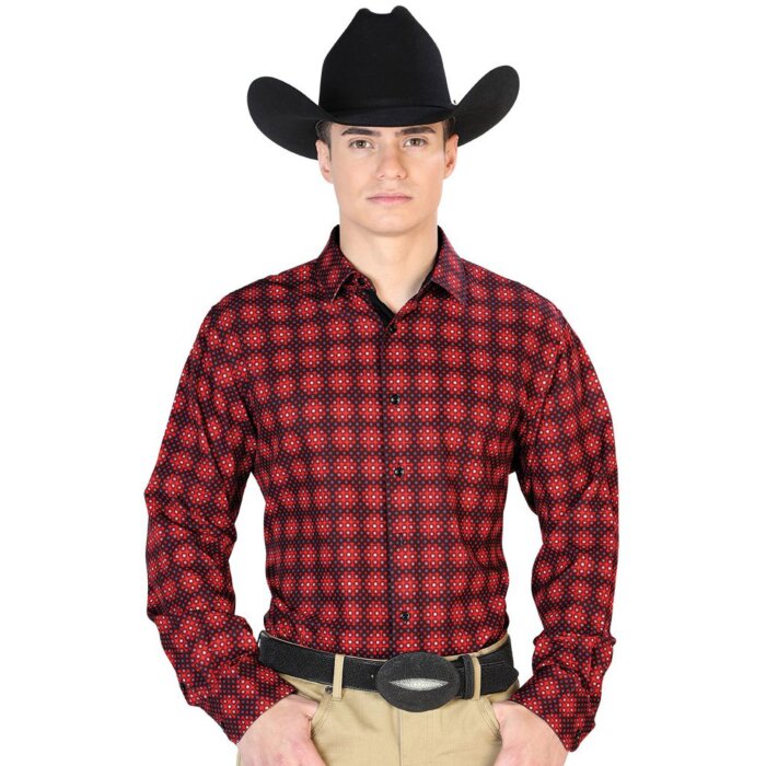 Camisa Burgundy Con Estampado Geométrico El Señor 126263