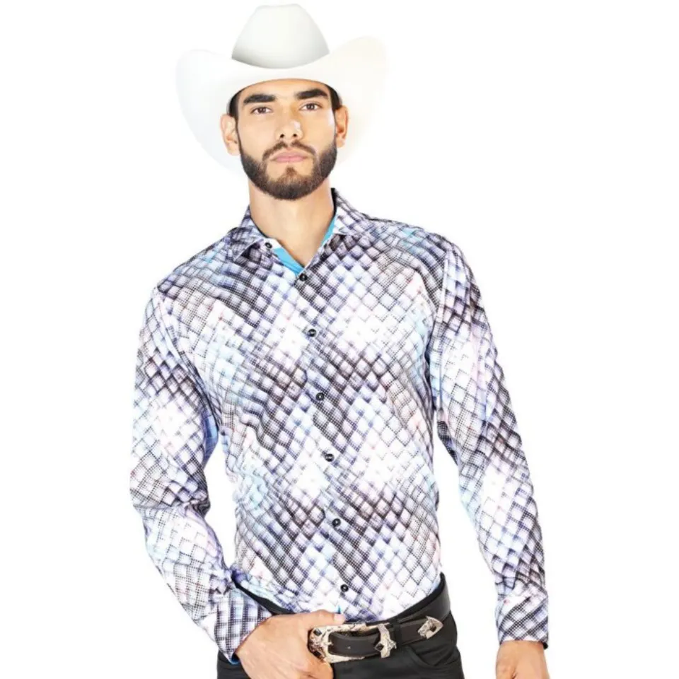 Camisa Blanca Con Estampado Geométrico Multicolor El Señor 126269