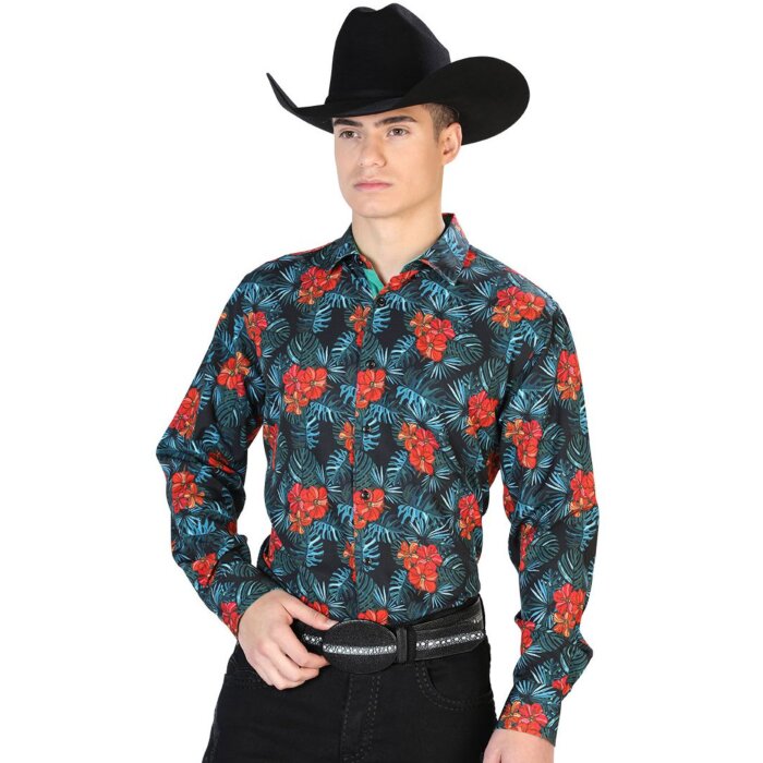 Camisa Negra Con Flores Rojas El Señor De Los Cielos 126276