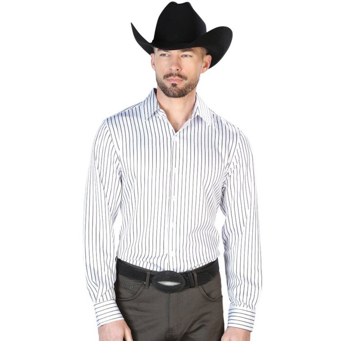 Camisa Vaquera Color Marfil Con Líneas Verticales El Señor 43926