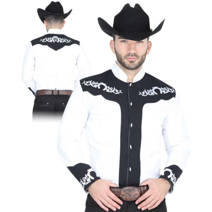 Camisa Charra El General Blanco Con Negro 40792