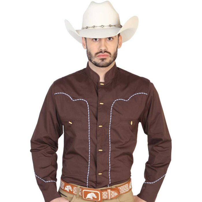 CAMISA CHARRA MILITAR EL GENERAL 2019-107 CAFÉ