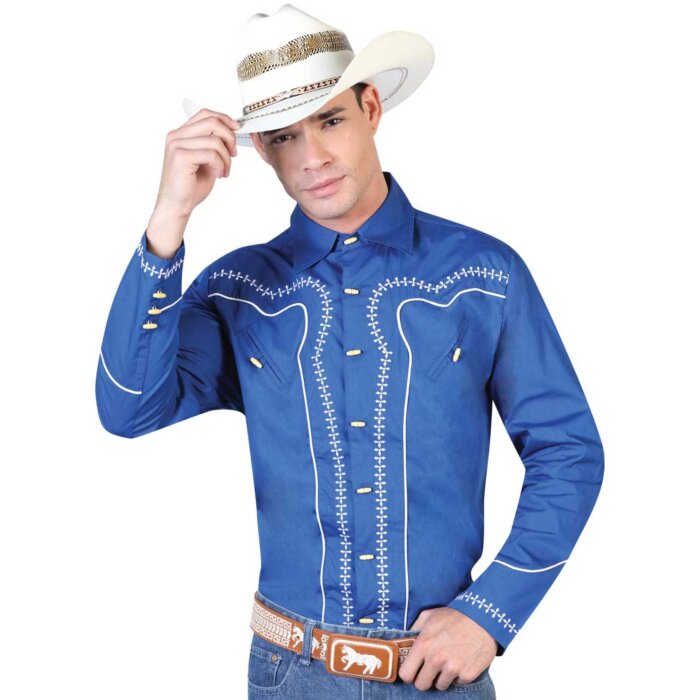 CAMISA CHARRA ESTILO CIVIL EL GENERAL 2019-115 COLOR AZUL REY
