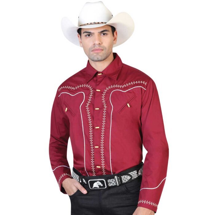 CAMISA CHARRA EL GENERAL 2019-115 COLOR VINO