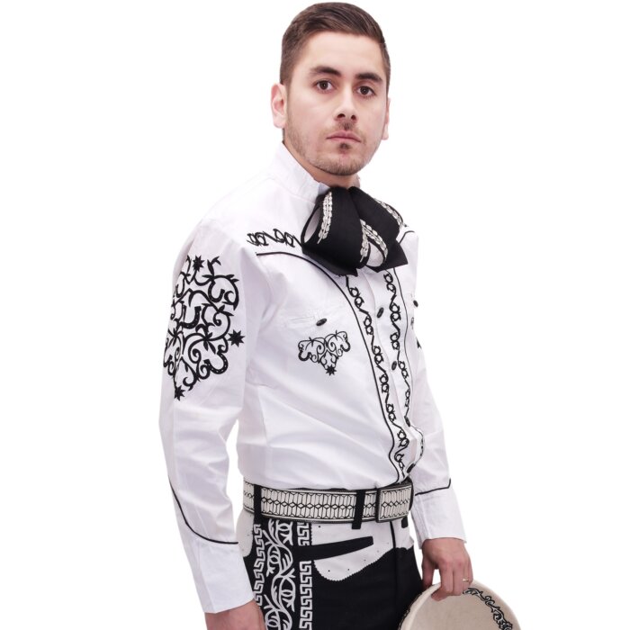 Camisa Charra Blanca Con Negro 060 WD 11-842