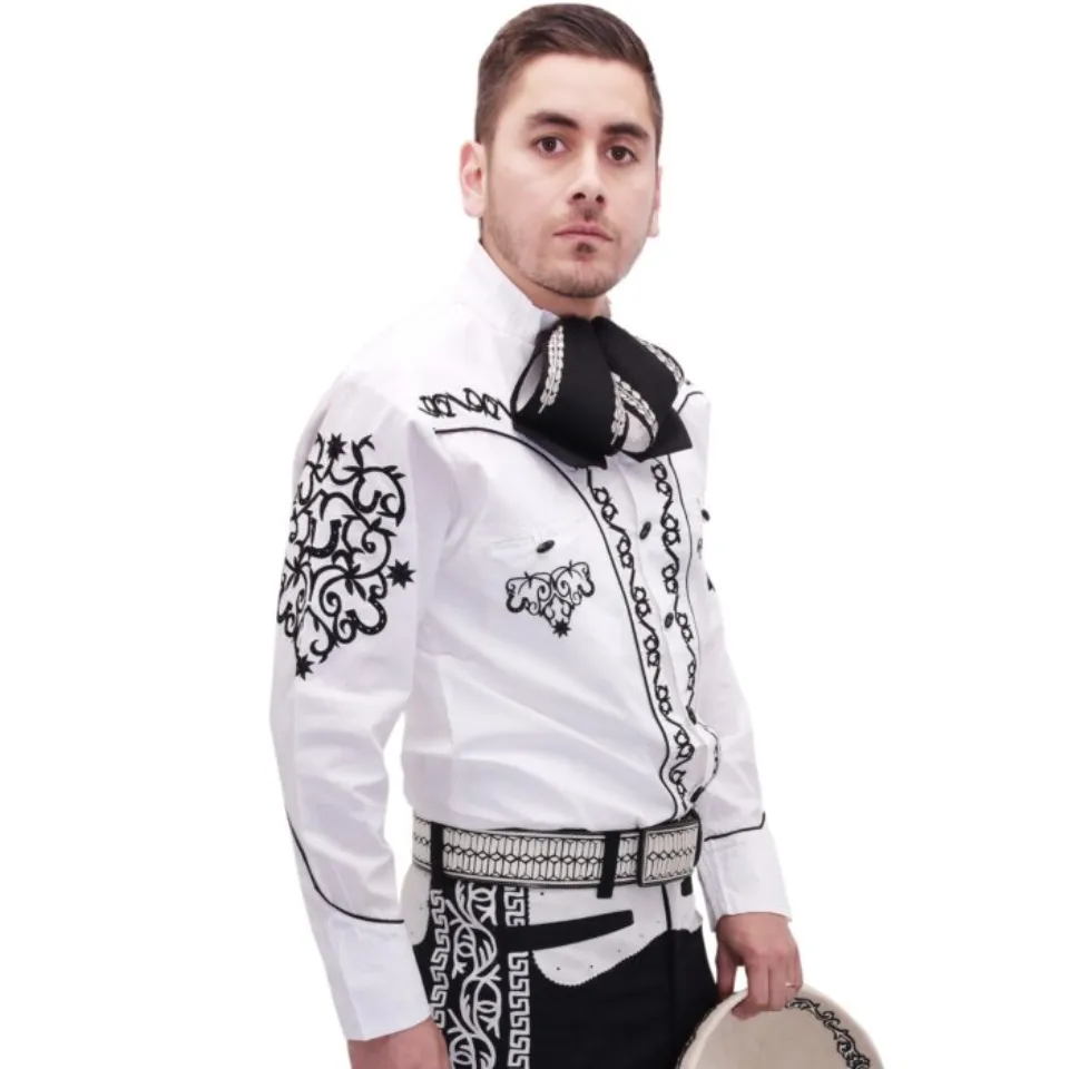 Camisa Charra Blanca Con Negro 060 WD 11-842