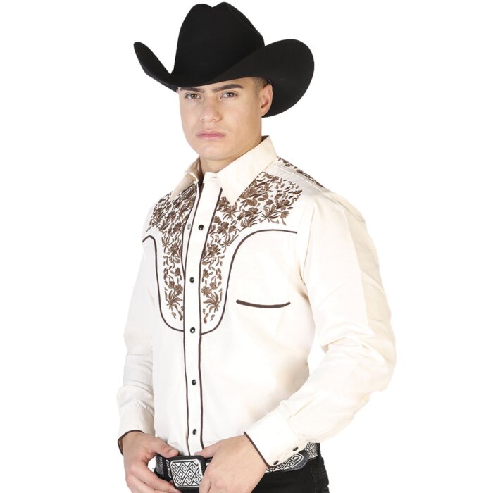 Camisa Vaquera Bordada Color Beige ESDLC 43299