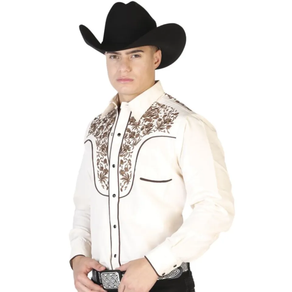 Camisa Vaquera Bordada Color Beige ESDLC 43299