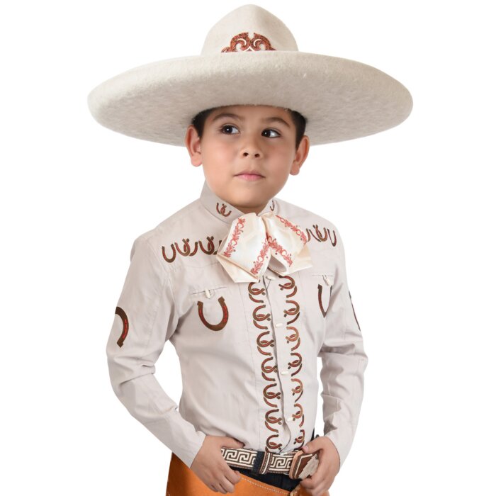 Camisa Charra Color Beige Para Niño WD 11-936