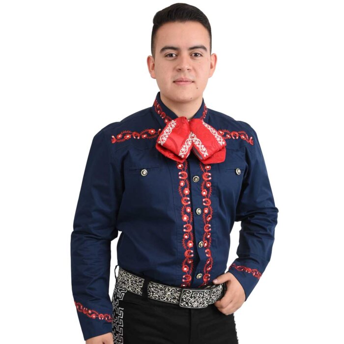 Camisa Charra Tradicional White Diamonds Western Wear 10-857 Color Azul