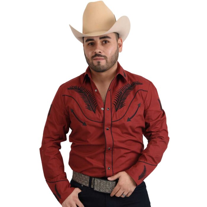 Camisa Charra White Diamonds Western Wear 10-850 Color Ladrillo